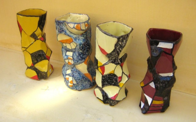 Vase céramique faïence contemporain unique  fait main